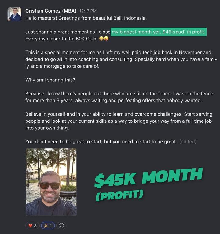 $45K AUD profit month after leaving my tech job