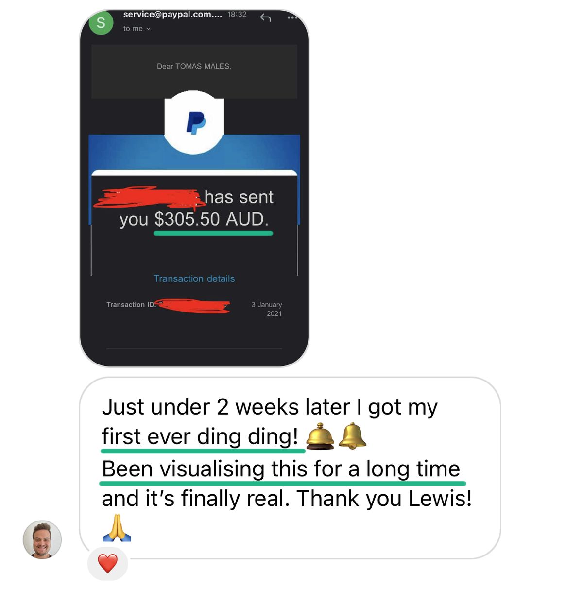 Tomas's first sale notification